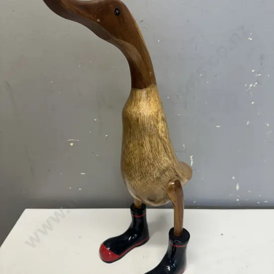 Wooden Duck In Gumboots H39cm.