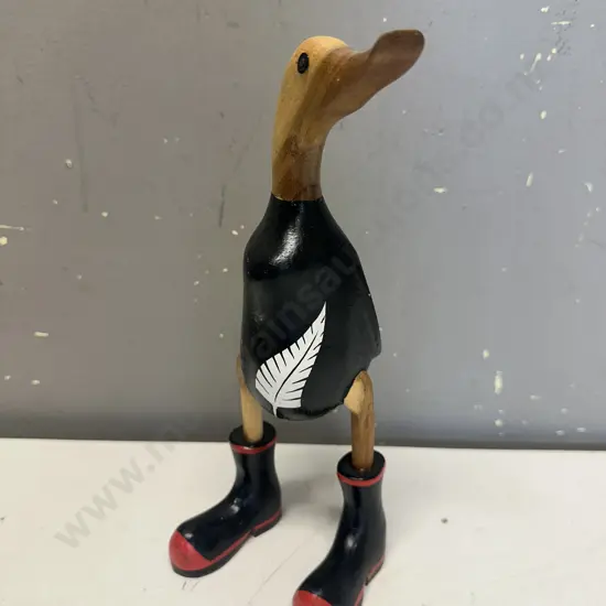 Wooden Footy Duck In Gumboots H26cm.
