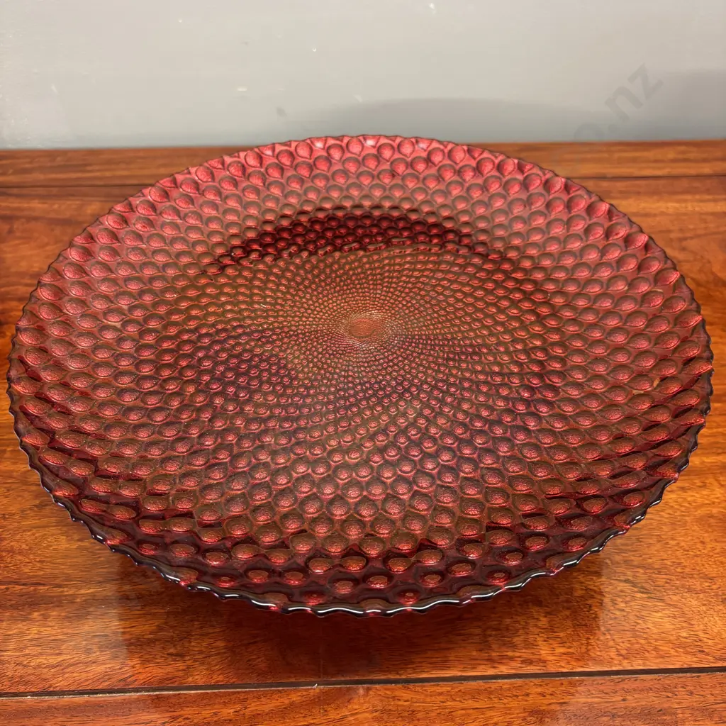 Stunning Ruby Red Glass Cake Stand Image 1++
