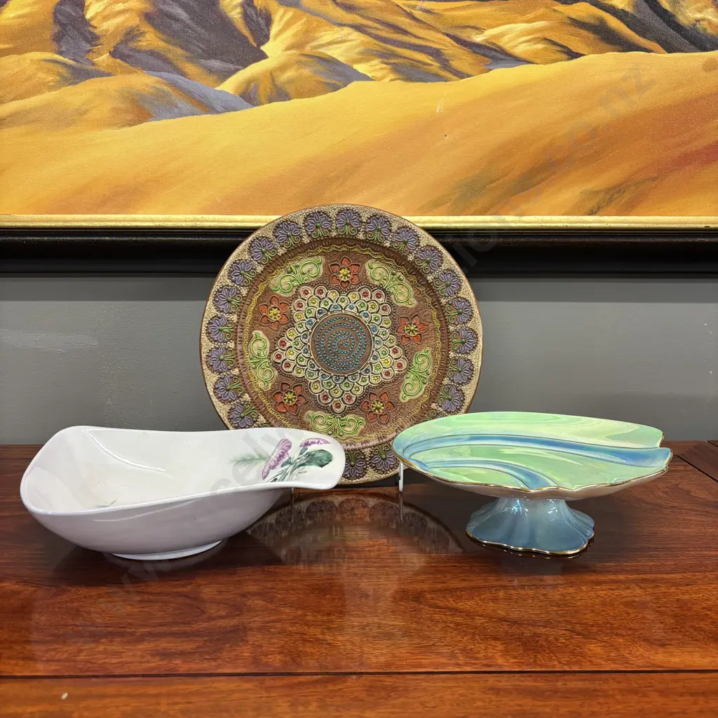 Decorative Platter, Royal Winton Lustre Cake Stand and Carlton Ware Bowl Image 1++