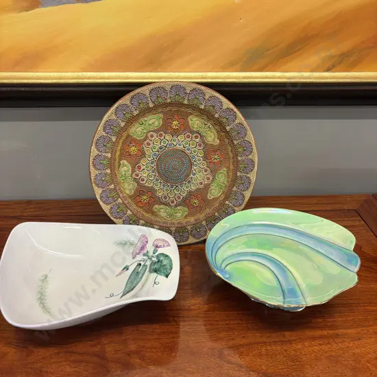 Decorative Platter, Royal Winton Lustre Cake Stand and Carlton Ware Bowl
