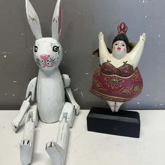 Wooden Bunny & Figurine Ornaments 