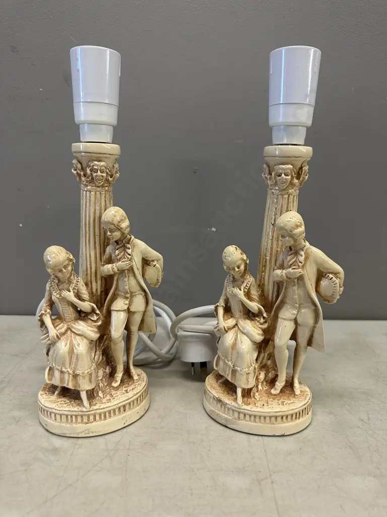Pair Of Table Lamp Bases Figurine Detail H28.5cm. Image 1++