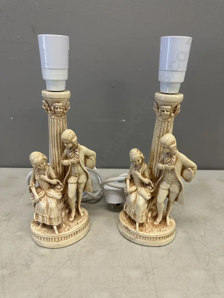 Pair Of Table Lamp Bases Figurine Detail H28.5cm. Image 1++