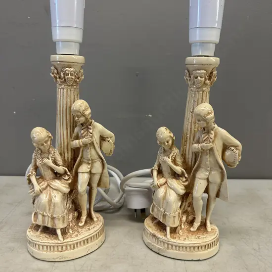 Pair Of Table Lamp Bases Figurine Detail H28.5cm.