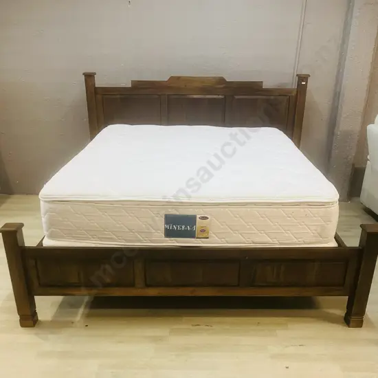Wooden Framed Kingsize Bed - Dark Colour, Raised Panels, With Sleepyhead Minerva Mattress & Split Base