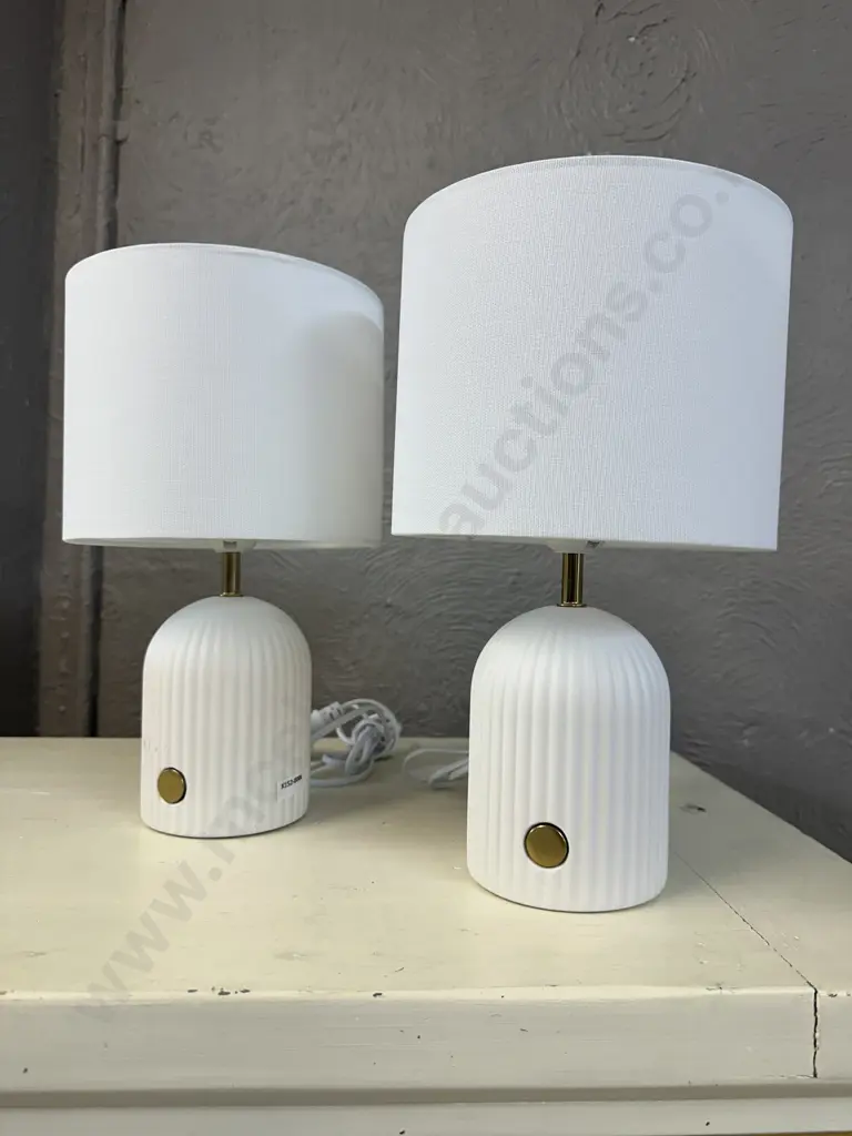 Pair of Ceramic Bedside Lamps with shades Image 1++