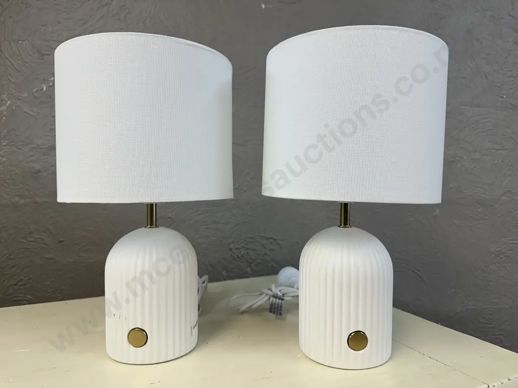 Pair of Ceramic Bedside Lamps with shades Image 1++