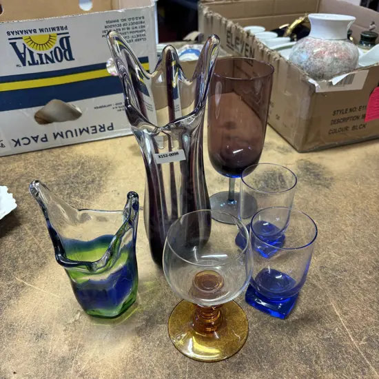 Assortment of Vintage Coloured Glassware