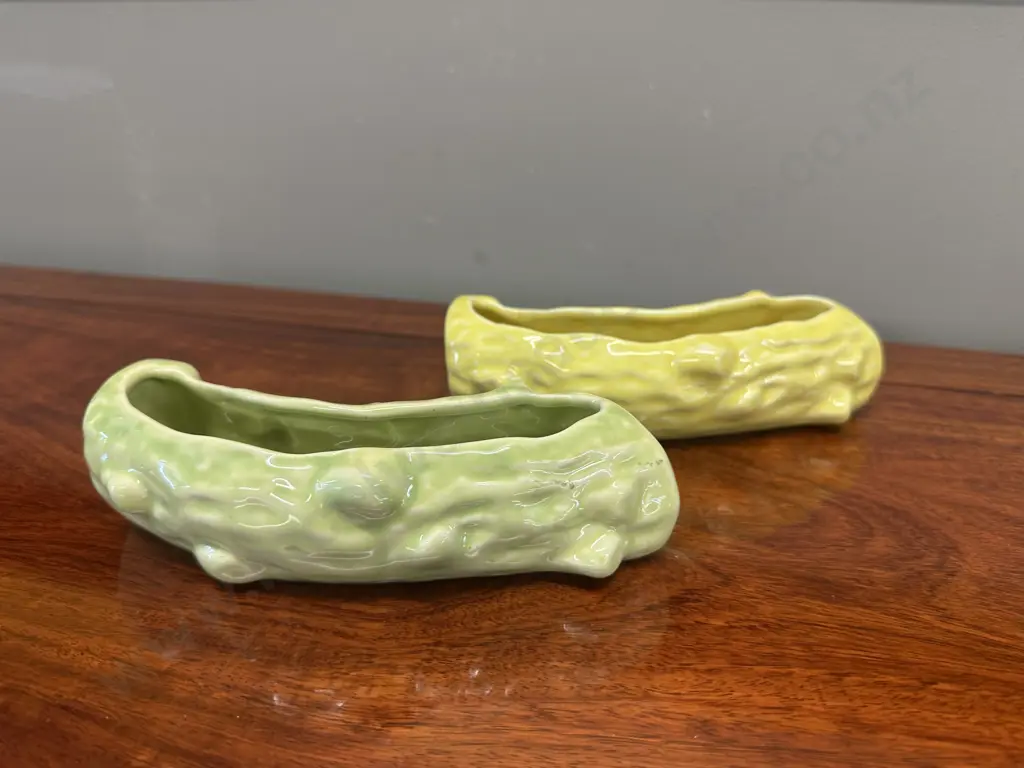 Pair Of Temuka Curved Log Trough Planters L19cm. Image 1++