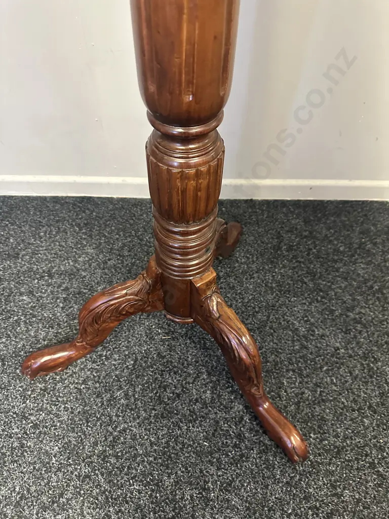 Mahogany Torchiere Plant Stand With Carved Feet. H134cm Image 1++