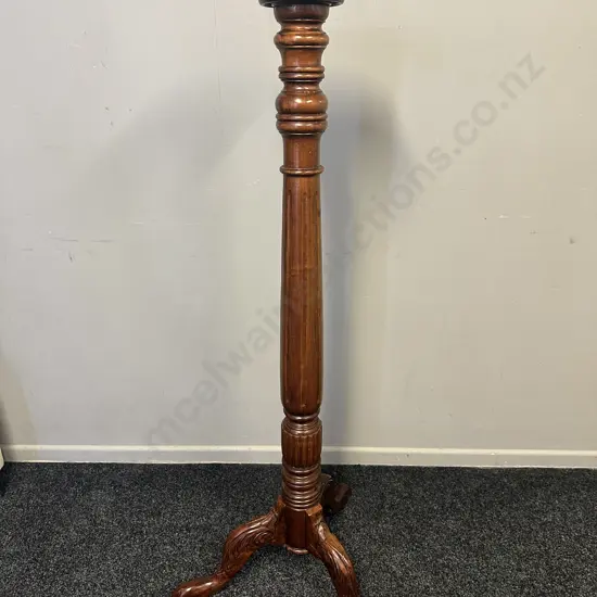 Mahogany Torchiere Plant Stand With Carved Feet. H134cm