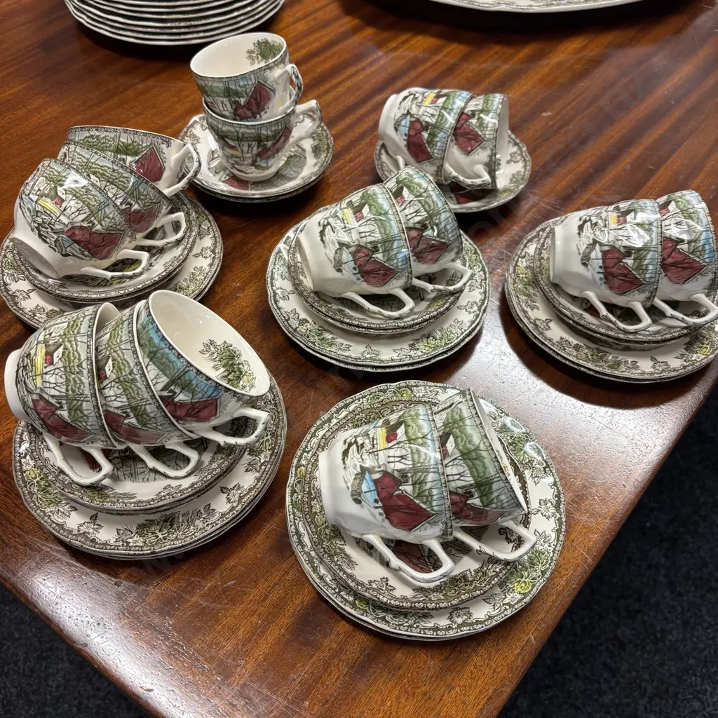 Vintage Johnson Bros "The Friendly Village" assorted Teaware including trios and duos Image 1++