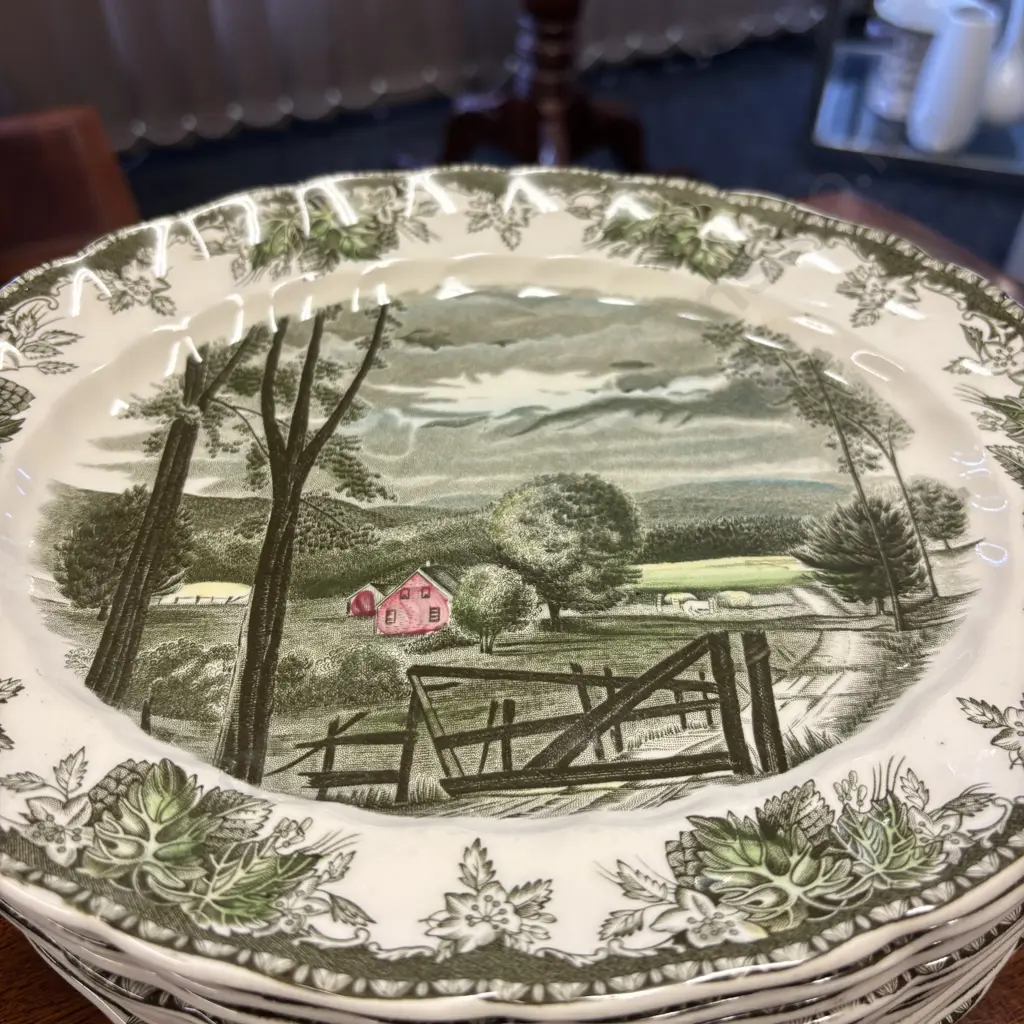 Vintage Johnson Bros "The Friendly Village "The Hayfield" 11 Oval Plates Image 1++