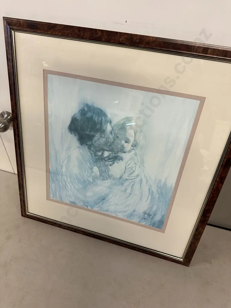 Frances Hodgins 'Woman & Child' Water Colour c1912 Framed Print 68 x67cm. Image 1++