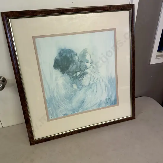 Frances Hodgins 'Woman & Child' Water Colour c1912 Framed Print 68 x67cm.
