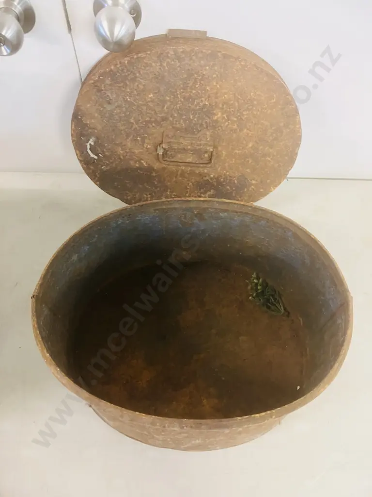 Pair of Antique Victorian Tin Hat Boxes (1 Quite Rusty) Image 1++