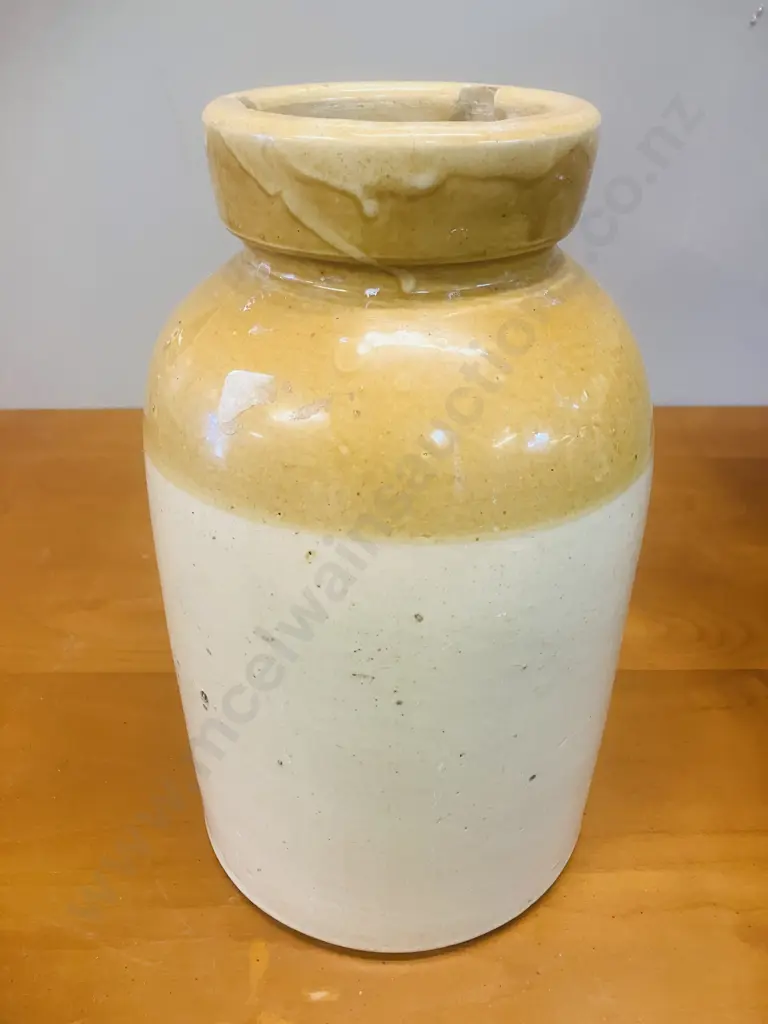 Antique Powell Bristol Stoneware Crock -  J T MORTON Provision Merchant London March 1849. 31 x 18.5cm Image 1++