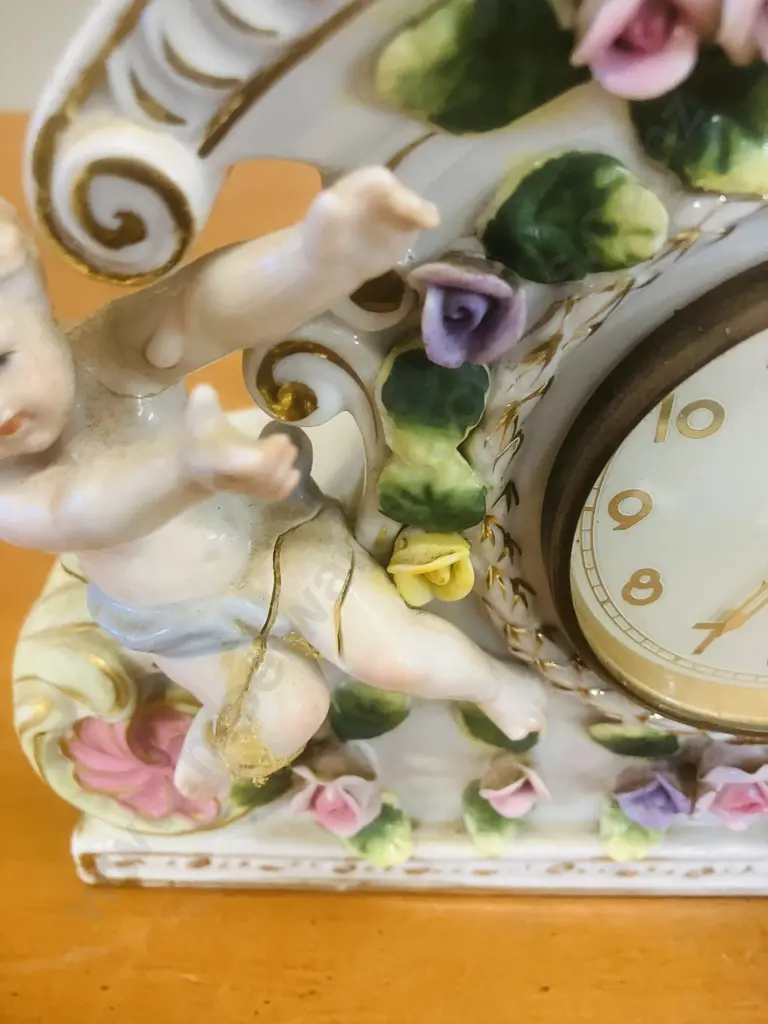 Art Deco German Oak Cased Mantle Clock With Key, Pair of Old Clock Keys, Damaged 1950s Meiko Tokei Clock Image 1++