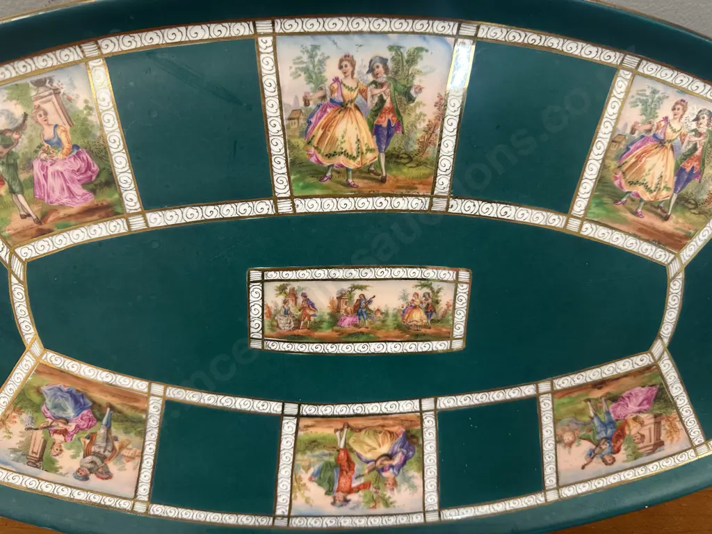 Vintage Czech Bohemia Porcelain Demitasse Tea Ware On Serving Tray Image 1++