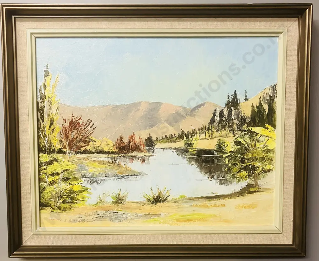 Kathleen M. McBeath "L. Benmore Recreation Area From Below The Dam" 1980s Framed Original Painting. 51 x 61cm Image 1++