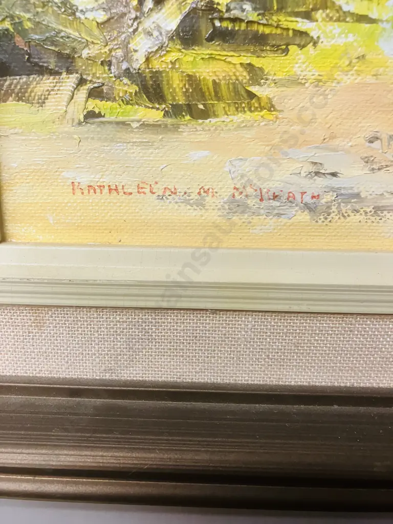 Kathleen M. McBeath "L. Benmore Recreation Area From Below The Dam" 1980s Framed Original Painting. 51 x 61cm Image 1++