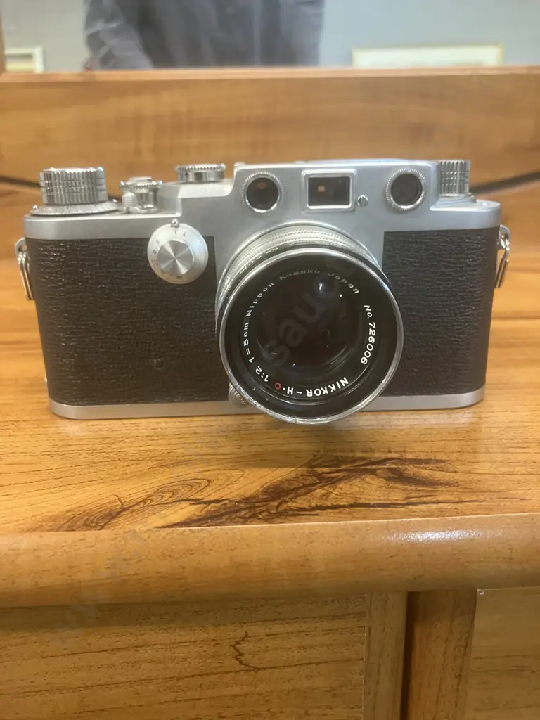 Nicca Type-3F (Japanese 35mm Leica Copy) #85046 - Knob Winding Variant, Nippon Kogaku NIKKOR-H.C 1:2 f/5cm Lens #726006 Image 1++