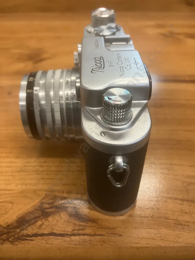 Nicca Type-3F (Japanese 35mm Leica Copy) #85046 - Knob Winding Variant, Nippon Kogaku NIKKOR-H.C 1:2 f/5cm Lens #726006 Image 1++