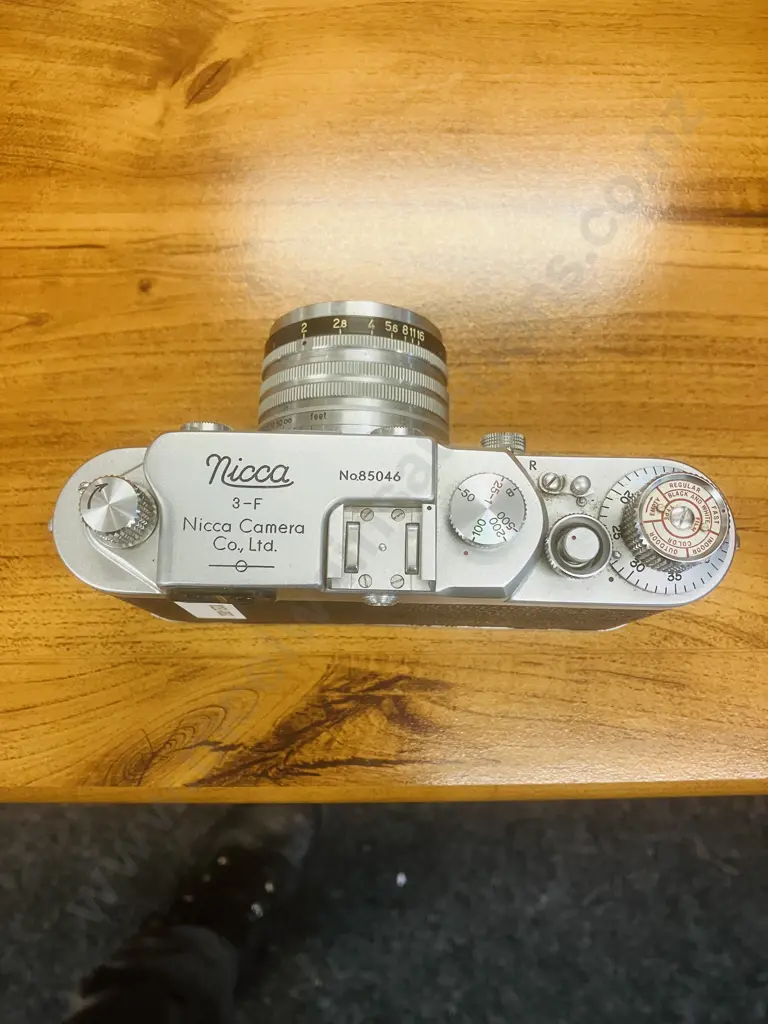 Nicca Type-3F (Japanese 35mm Leica Copy) #85046 - Knob Winding Variant, Nippon Kogaku NIKKOR-H.C 1:2 f/5cm Lens #726006 Image 1++
