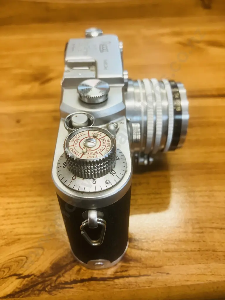 Nicca Type-3F (Japanese 35mm Leica Copy) #85046 - Knob Winding Variant, Nippon Kogaku NIKKOR-H.C 1:2 f/5cm Lens #726006 Image 1++