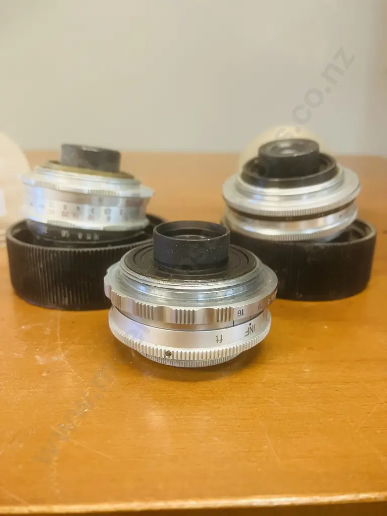 Lenses - Isco-Gottingen Westron 1:3.5/35, Staeble-Choro 1:3.5/38, Steinheil Munchen Cassar 1:2.8/45 Pair of Lens Bubbles Image 1++