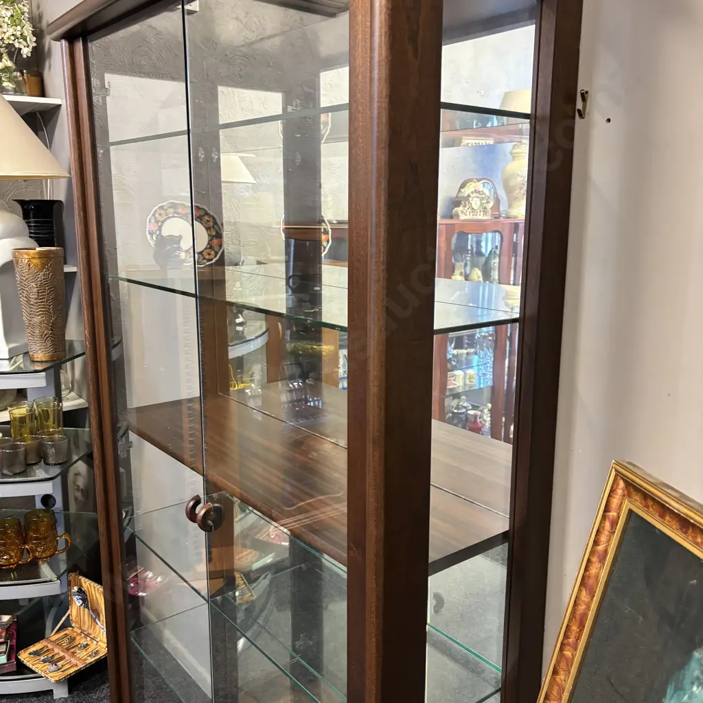 Mahogany China Display Cabinet. 4 glass shelves, 1 wooden fixed. H180 W104 D34cm Image 1++