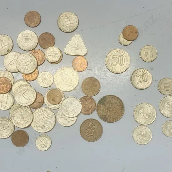 Coins - Singapore Singapura, Malaysian Sen, Islands, New Zealand, American Etc
