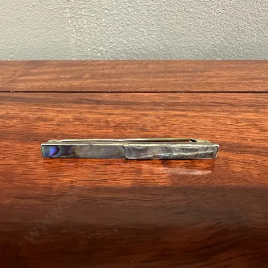 Sterling Silver Tie Pin/Brooch With Paua Detail