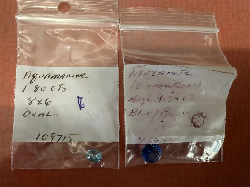 Gemstones x2 Aquamarine Oval 1.8cts & Round Tanzamite Blue  Image 1++