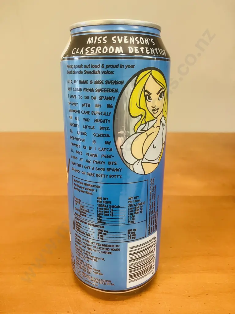 Rare Miss Svenson's Classroom Detention New Zealand Energy Drink - 500ml (Sealed) Image 1++