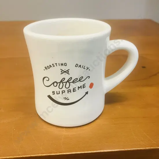 Scarce Collectable Coffee Supreme Diner Mug - Custom Extra-thick Curved Ceramic