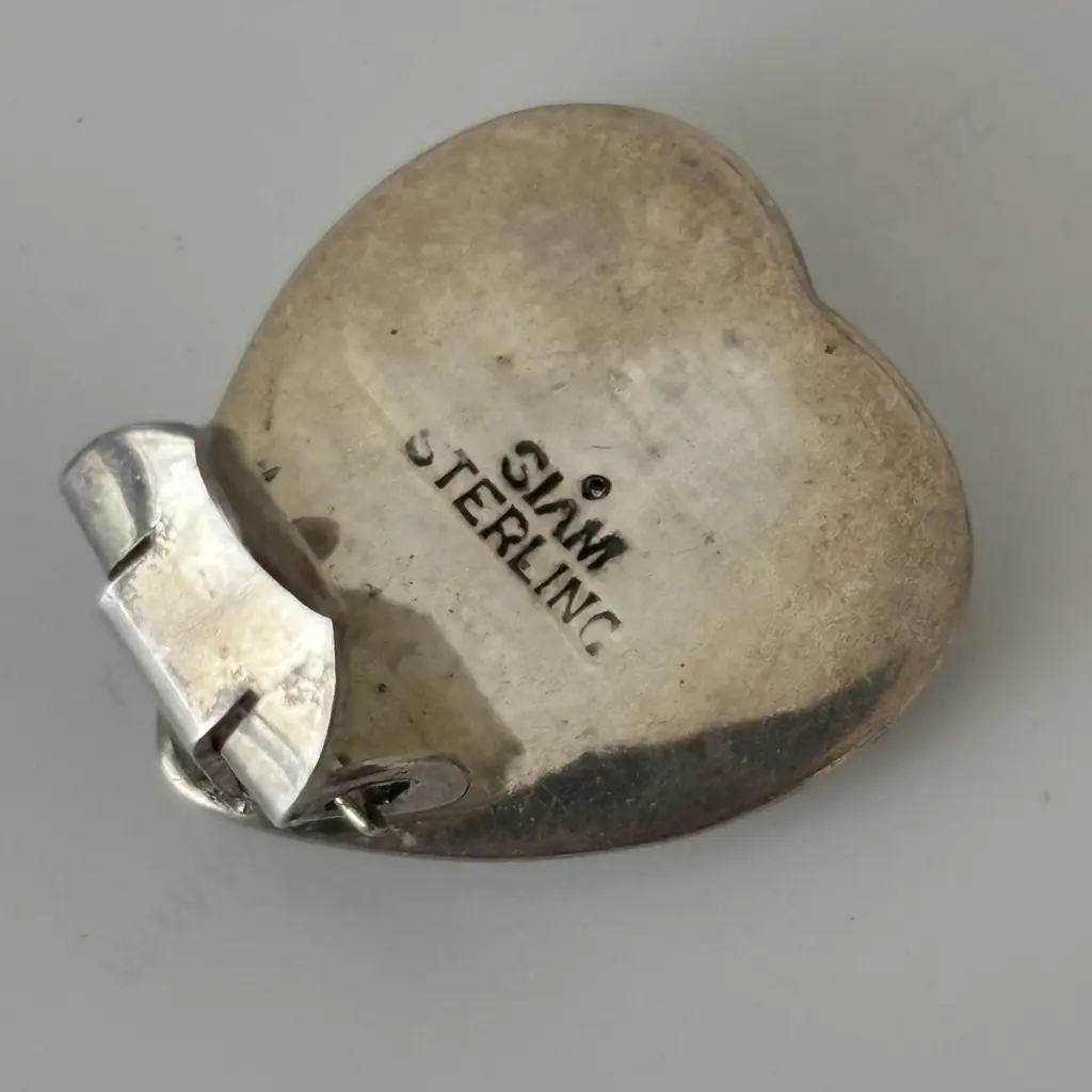 Vintage Sterling Silver and Enamelled Clip on earrings Image 1++