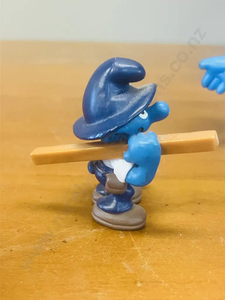 1972 Flower Smurf, 1989 Papa Smurf, 1980s Superman Smurf, 2000 Carpenter Smurf, 2017 McDonalds Happy Meal Karate Smurf, Image 1++