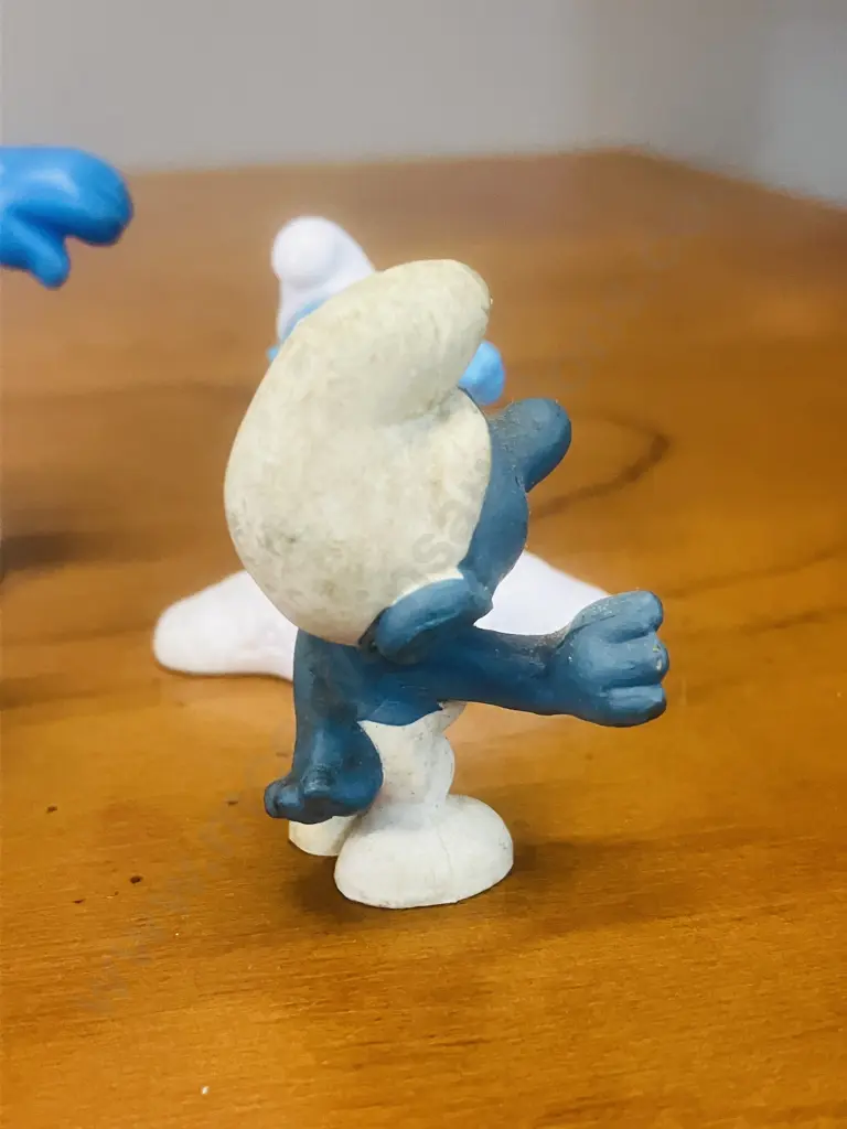 1972 Flower Smurf, 1989 Papa Smurf, 1980s Superman Smurf, 2000 Carpenter Smurf, 2017 McDonalds Happy Meal Karate Smurf, Image 1++