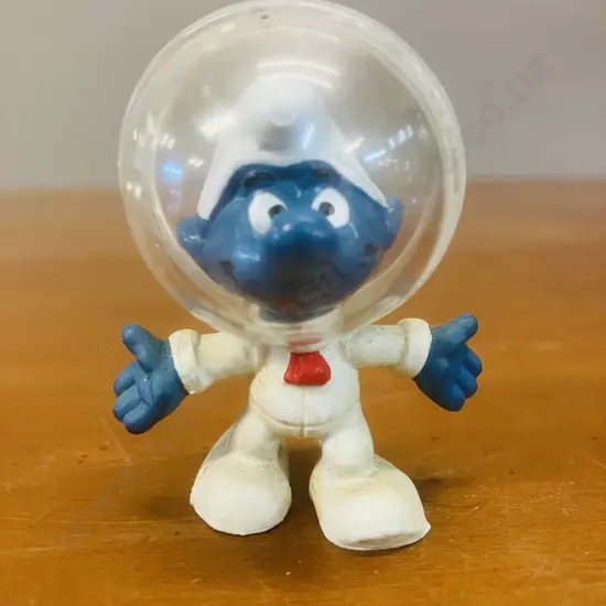 Rare Astronaut Smurf With Red Zipper Peyo Bully West Germany