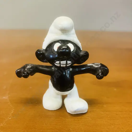 Rare Black "Angry Smurf" 1966 Peyo Schleich Hong Kong
