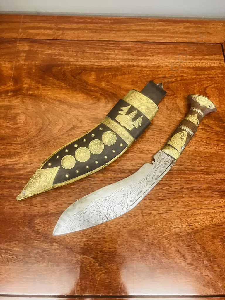 Khukuri,Gurkha Knife - Nepali Souvenir, Coin Detailed Sheath. L36cm Image 1++