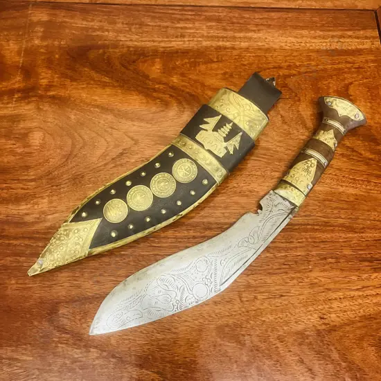 Khukuri,Gurkha Knife - Nepali Souvenir, Coin Detailed Sheath. L36cm