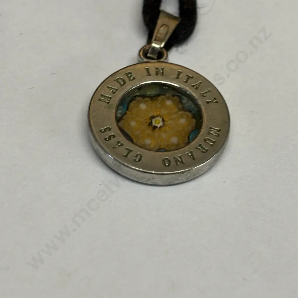 Italian Silver Murano Glass Pendant Necklace Image 1++