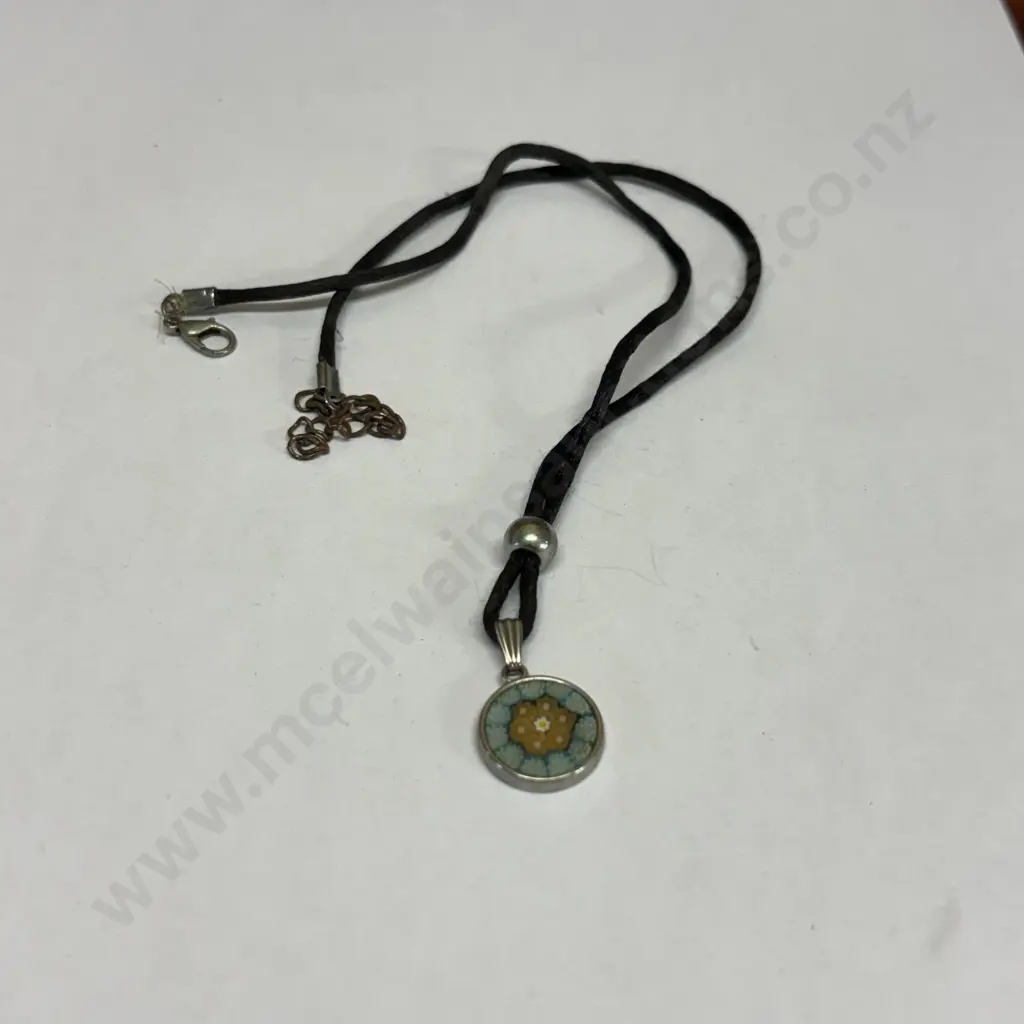 Italian Silver Murano Glass Pendant Necklace Image 1++