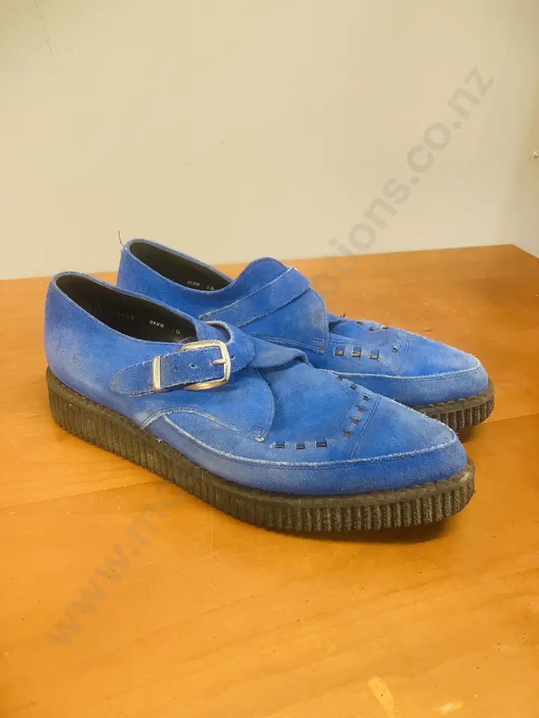 RIMIC Mena Blue Suede Brothel Creepers Made In England - Size 10 Image 1++