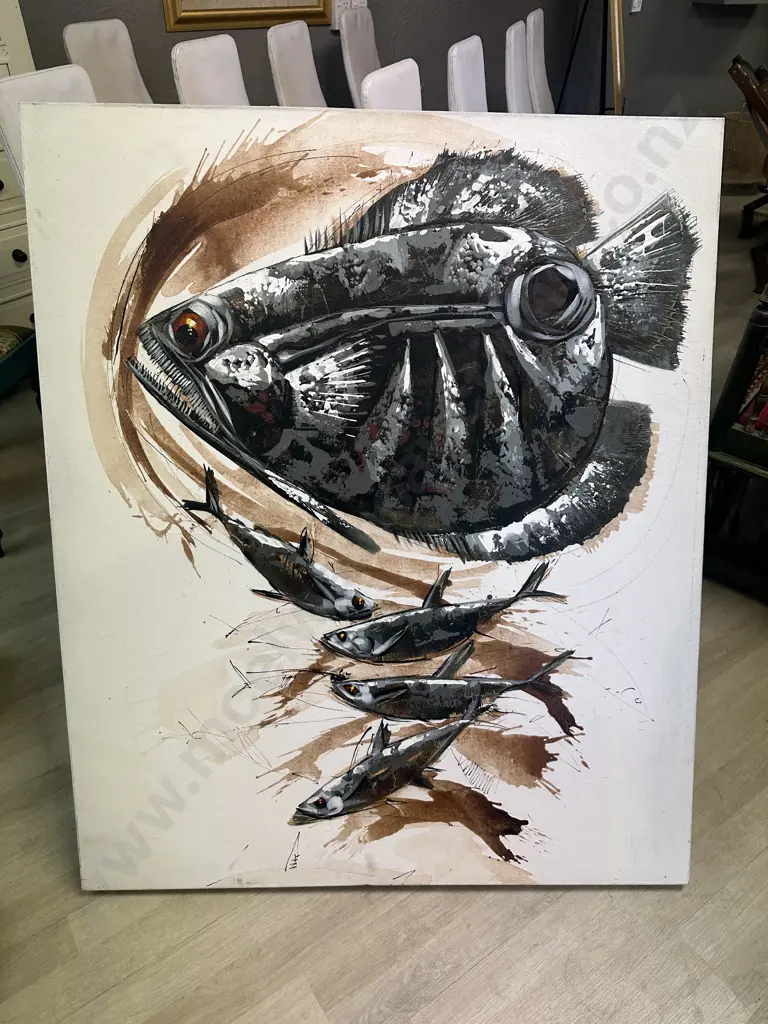 Fish Themed Artwork On Canvas 120x100cm. Image 1++