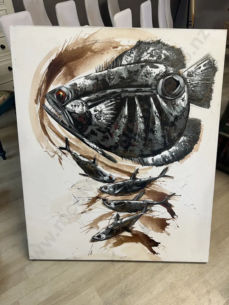 Fish Themed Artwork On Canvas 120x100cm. Image 1++