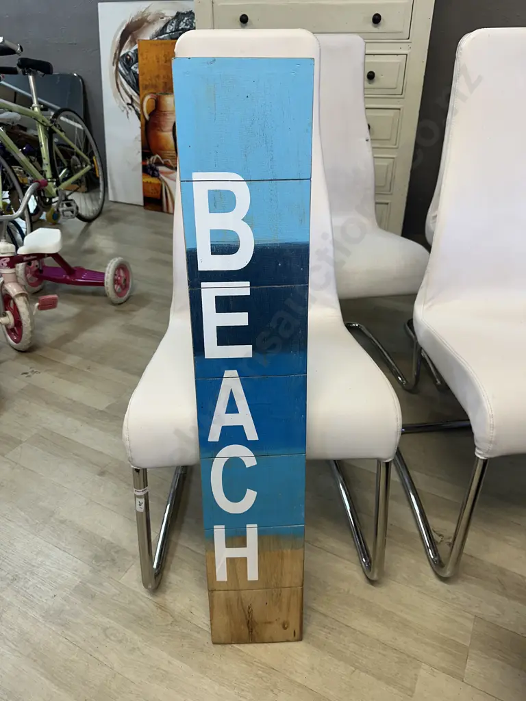 Wooden Painted Beach Wall Art 100x18cm. Image 1++